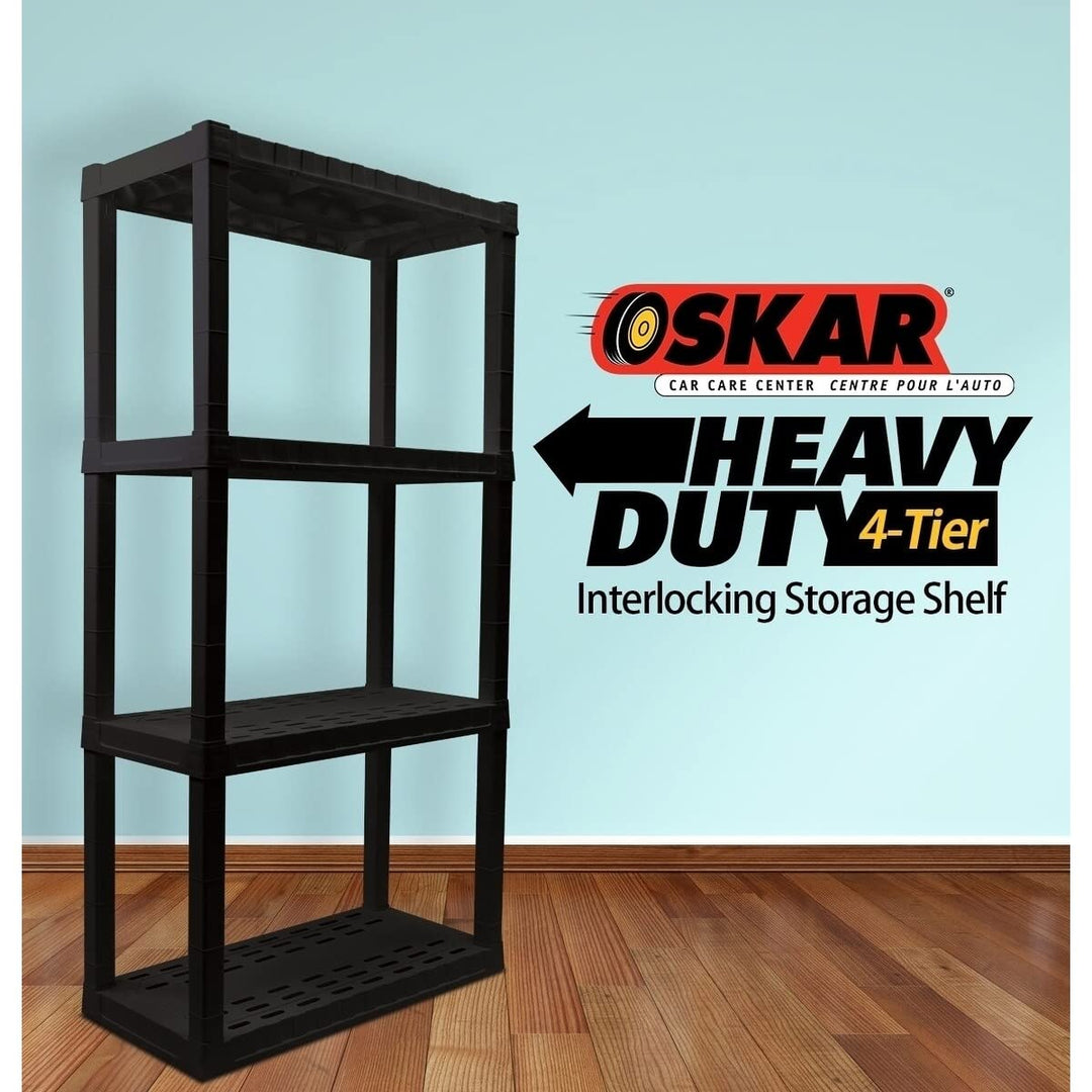 Heavy Duty 4-Tier Storage Shelf Black Plastic