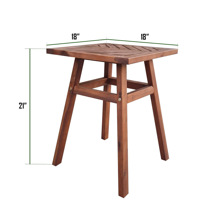 Brown Acacia Bistro Table Transitional Square Weather Resistant