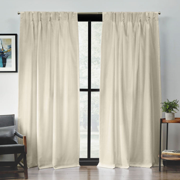 Exclusive Home Loha Light Filtering Pinch Pleat Curtain Panel Pair 96" Length 27x96 - Natural