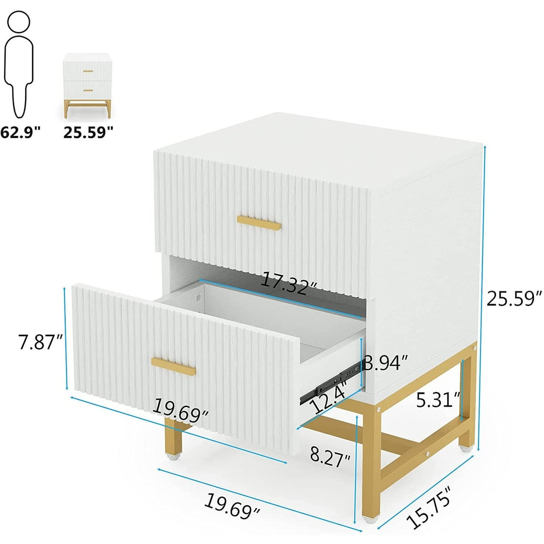 2-Drawer Nightstand White Night Stands with Storage Drawers Modern - Diamond Home USA