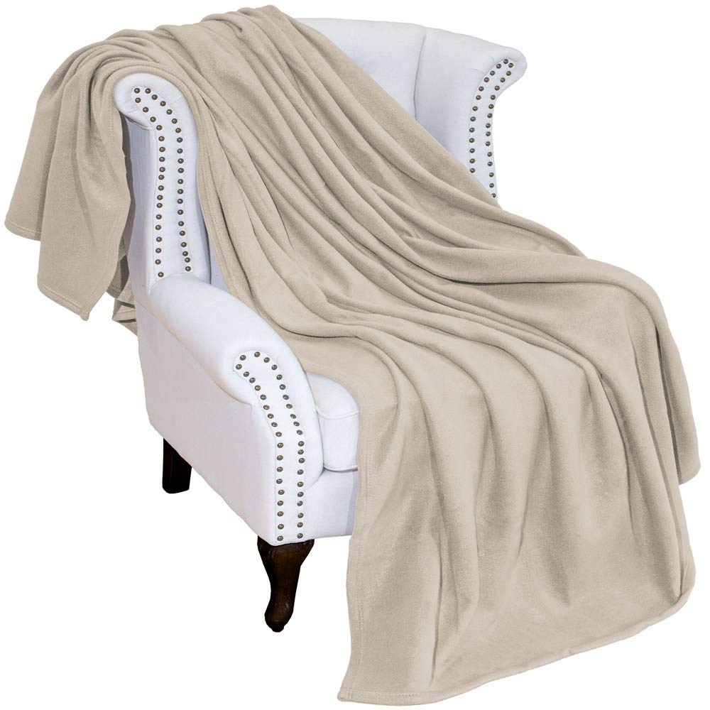 Luxury Beige Fleece Throw Blanket King/Cal King Solid Color Weighted Throw King - Oyster