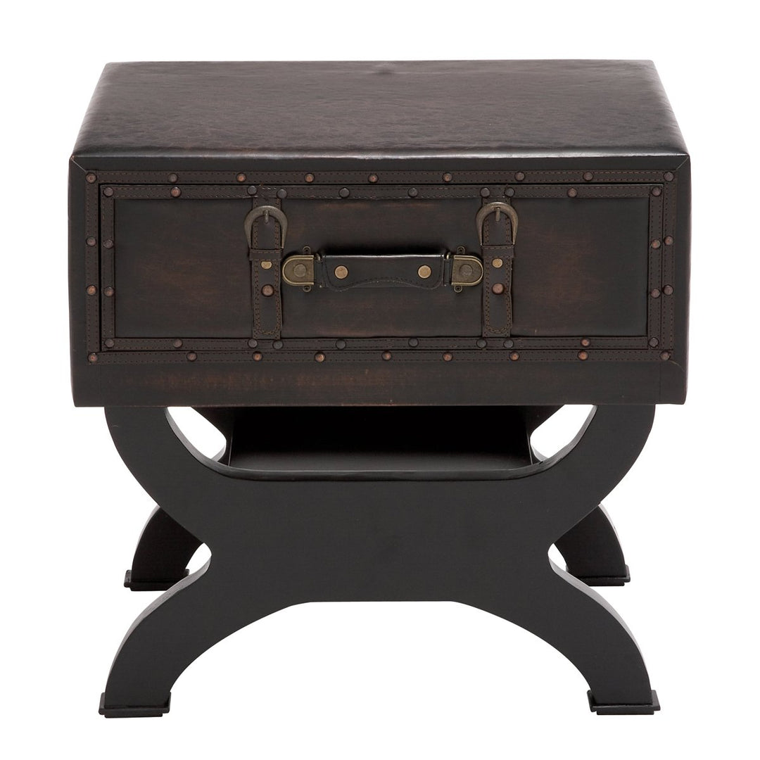 Urban Designs Imported Olde London Suitcase Accent and End Table Small Espresso