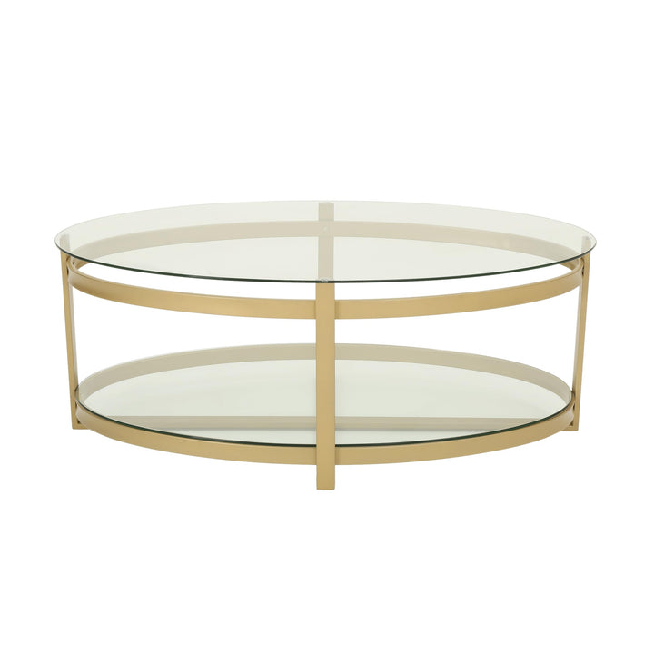 Christopher Knight Home Bell Tempered Glass Coffee Table|Round|Modern|Brass