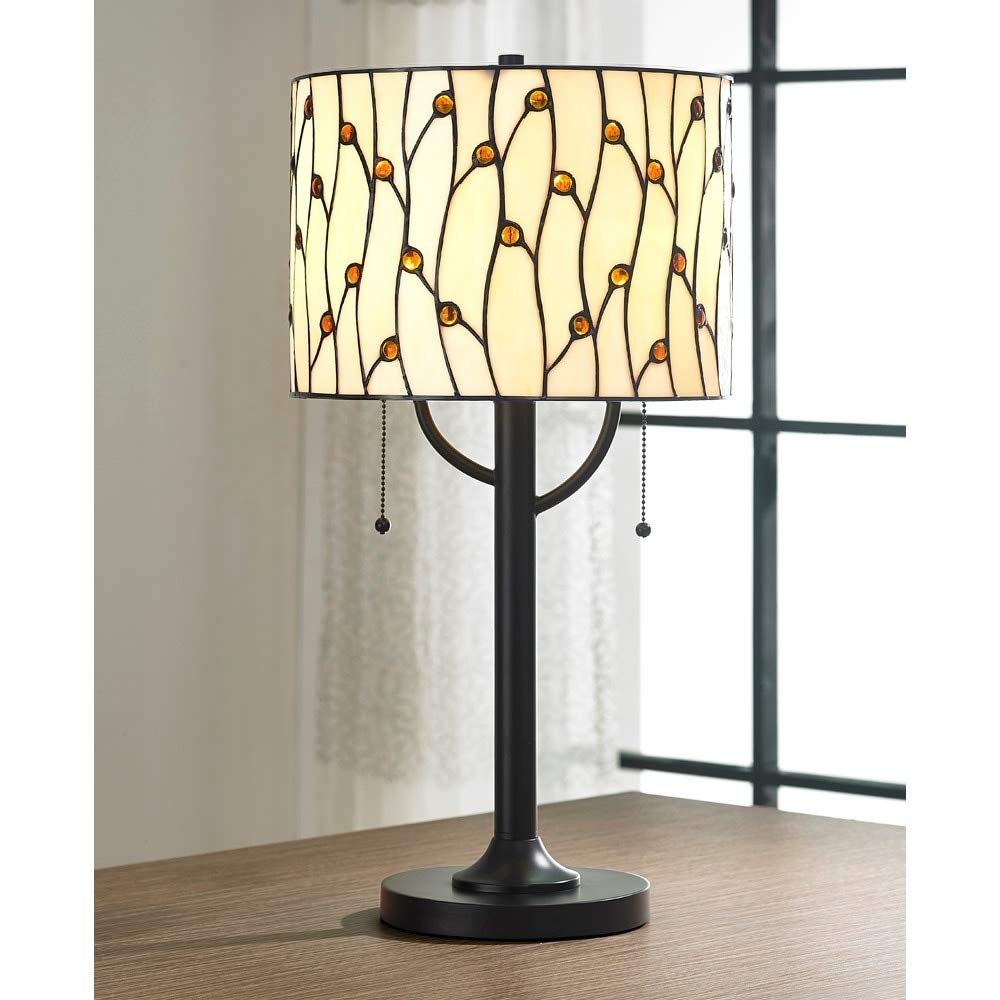 Vines 25" h Tiffany Table Lamp - Natural Yellow Modern Contemporary