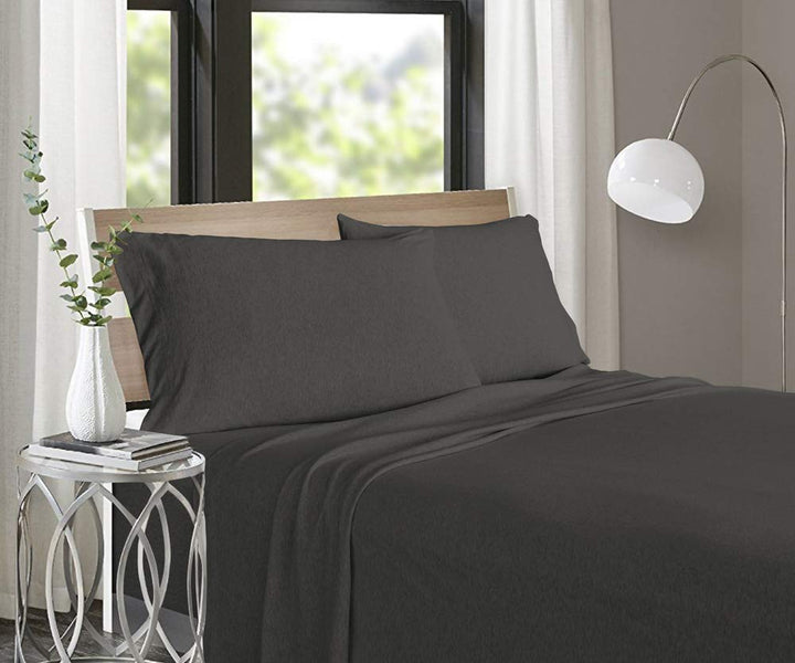 ROYALE LINENS Soft Tees Luxury Cotton Modal Jersey Knit Sheet Set Dark Grey King King - Dark Grey