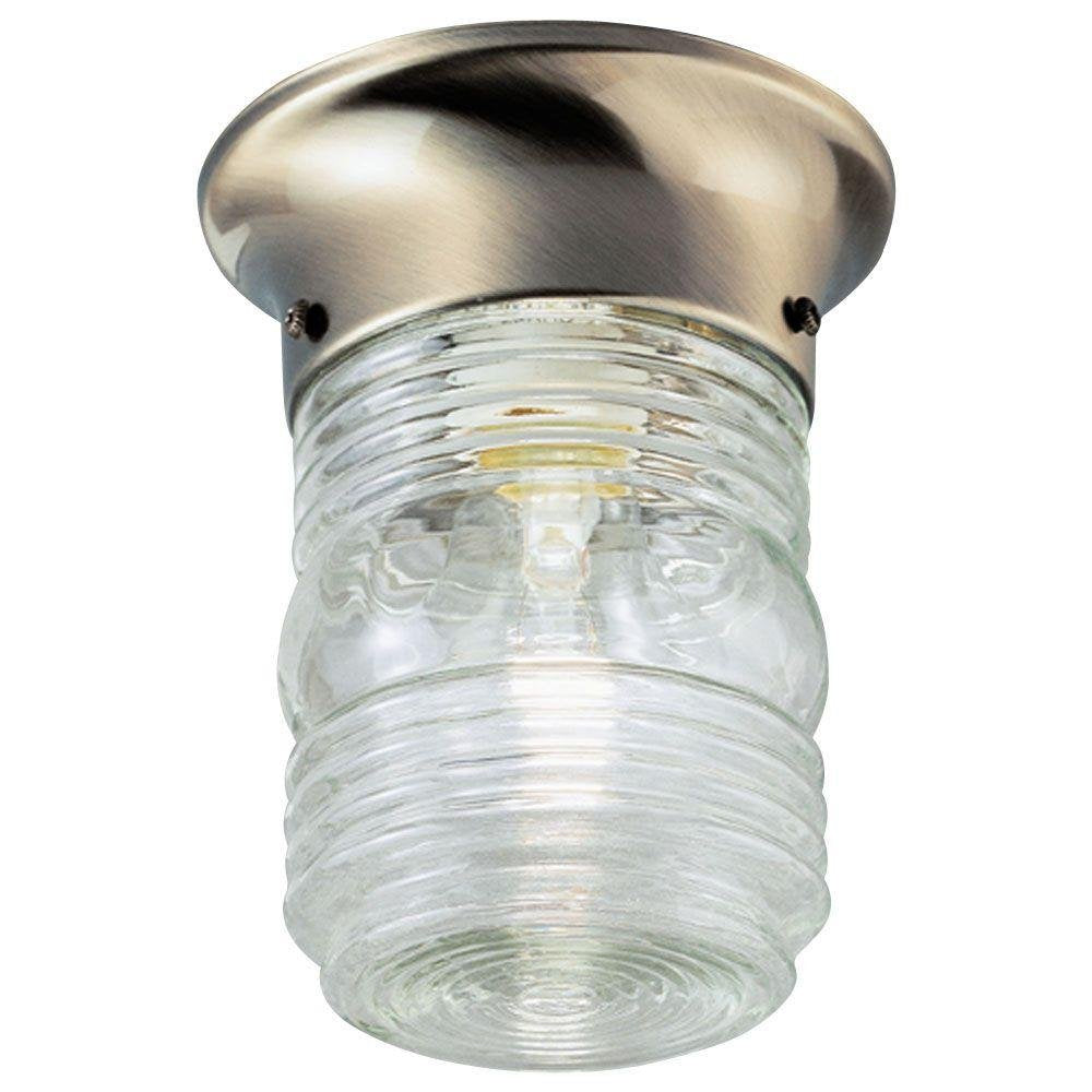 Westinghouse 6681800 Jelly Jar Outdoor Flush Mount 1-Light 60 Watts Antique