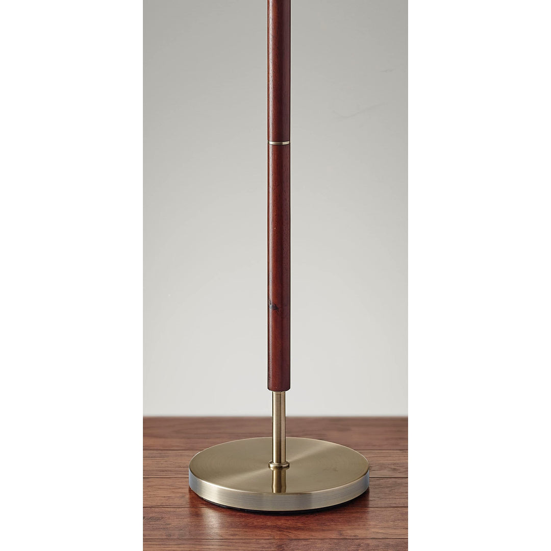 Walnut and Antique Brass Floor Lamp Brown Mid-Century Modern Contemporary