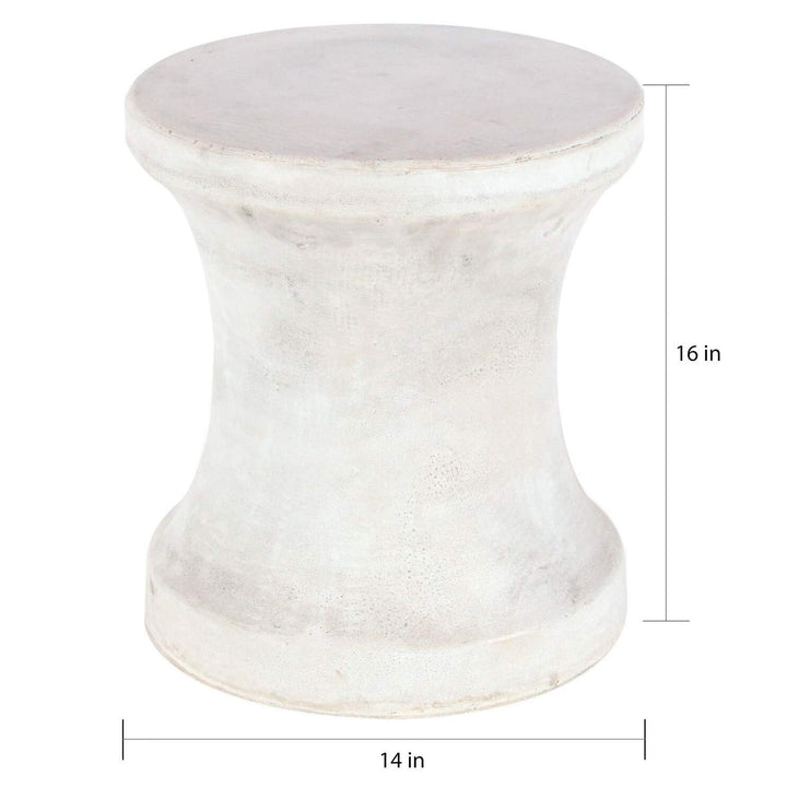 Fiber Clay Foot Stool 14 Inches Wide 16 High White Modern Contemporary Glass