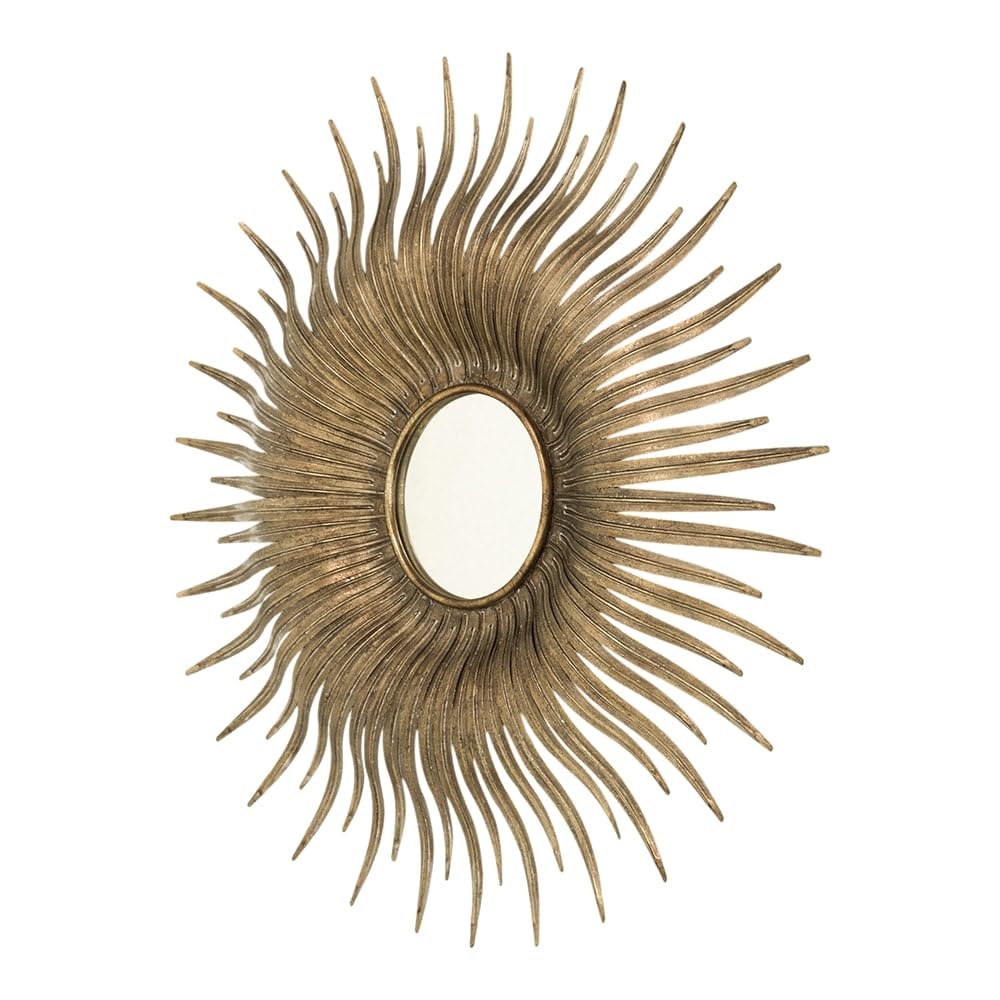 Retro Design Gold Sunburst Metal Decorative Wall Mirror Farmhouse Modern