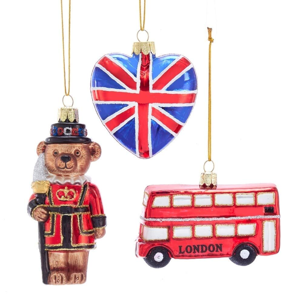 4.5-inch Britain Inspired Glass Ornaments Set of 3