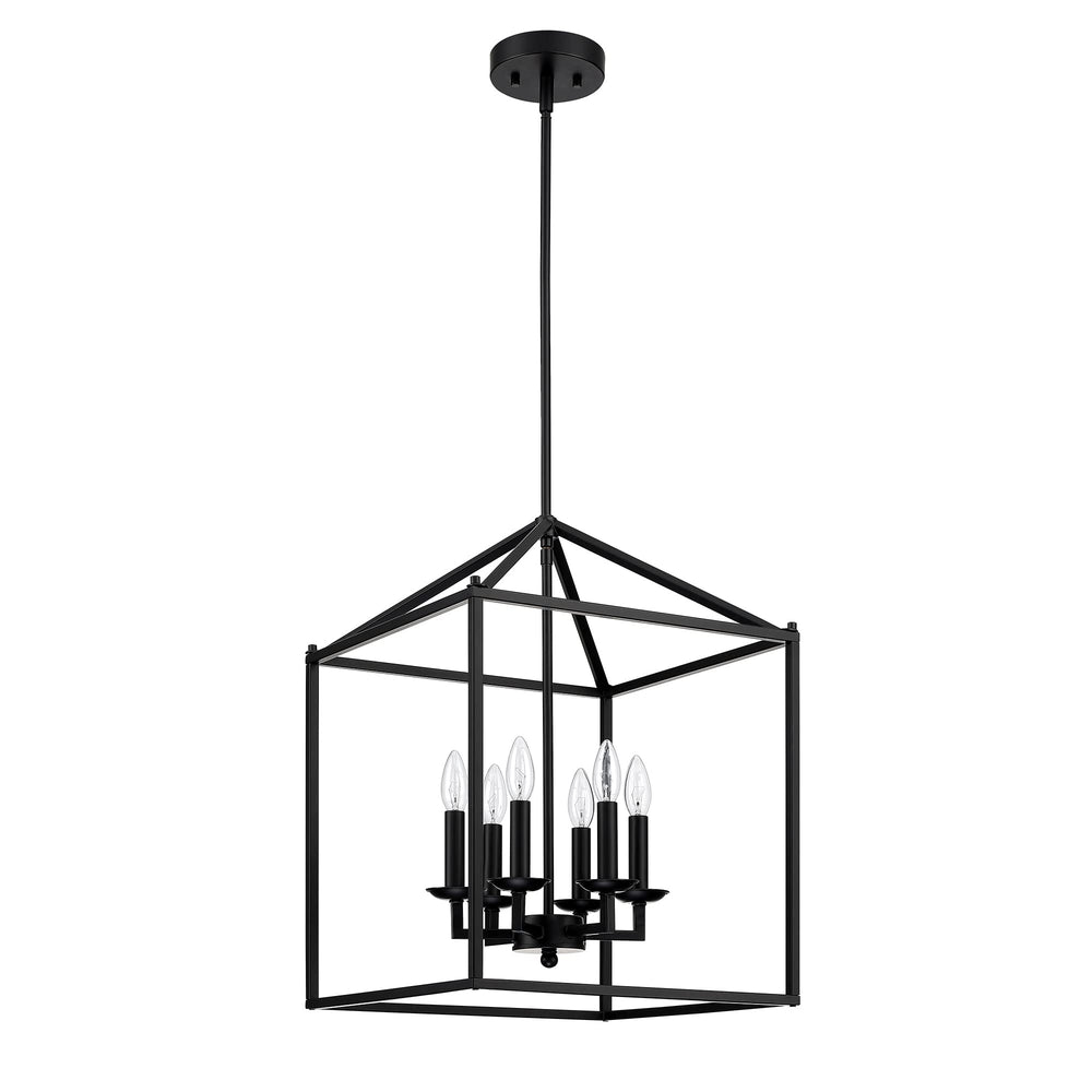 6-light With Black Finish And Steel Cage Shade Black Modern Contemporary Metal - Diamond Home USA