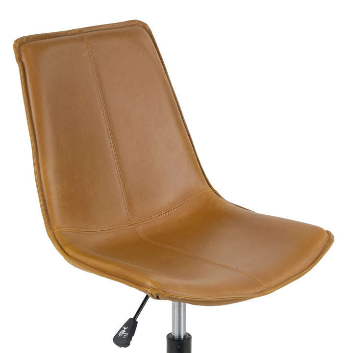 Light Brown Leather Adjustable Height Swivel Office Chair Modern Contemporary