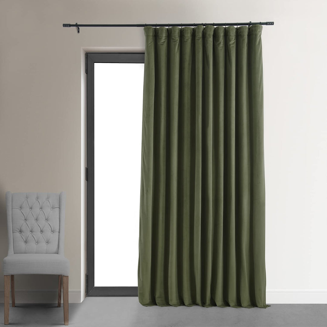 HPD Half Price Drapes Signature Velvet Thermal Blackout Curtains for Living Room 100 x 108 - Hunter Green