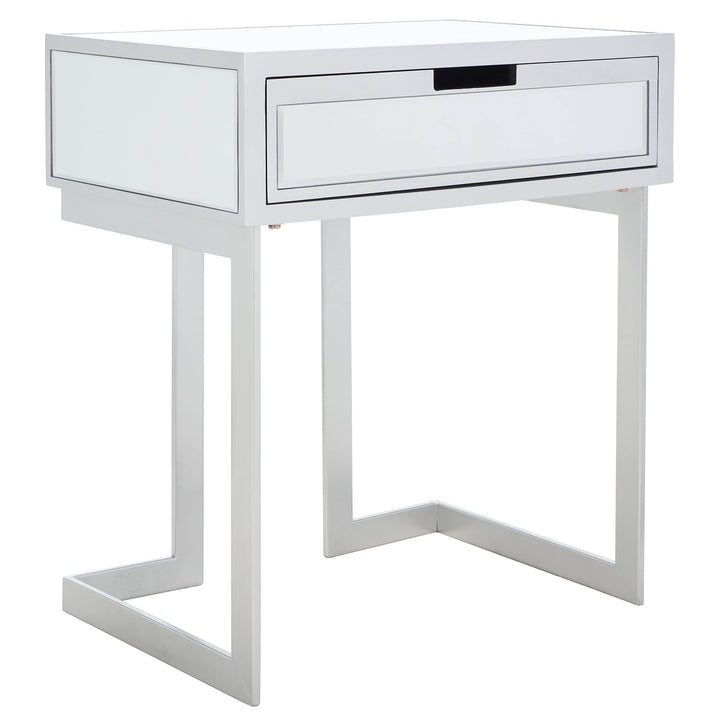 1 Drawer Mirrored Accent Table 23" W X 16" D 26" H Silver Glam ron Wood Matte - Diamond Home USA