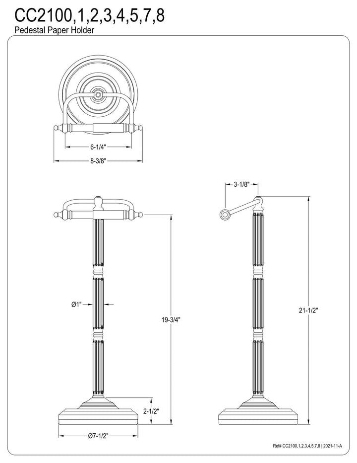 Kingston Brass CC2103 Georgian Pedestal Paper Holder Antique Brass 21-1/2"