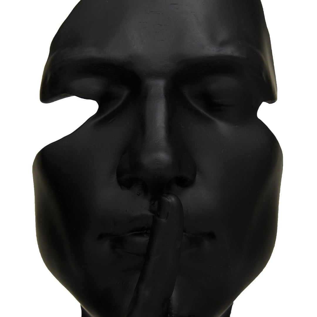 Black Polystone Contemporary Mask Sculpture (Set of 3) S/3 7" w 12" h Abstract