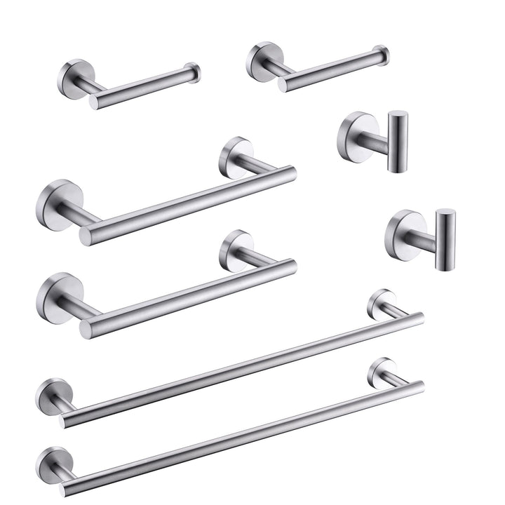 8-Piece Stainless Steel Wall Mounted Bathroom Hardware Set Brushed Nickel Metal