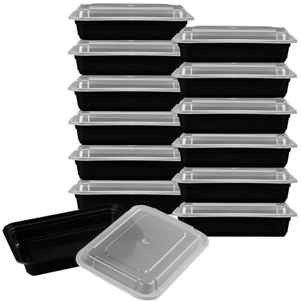 12 Pieces Black Food Containers with Lids Set (2" x 9" x 5") Best For Parties