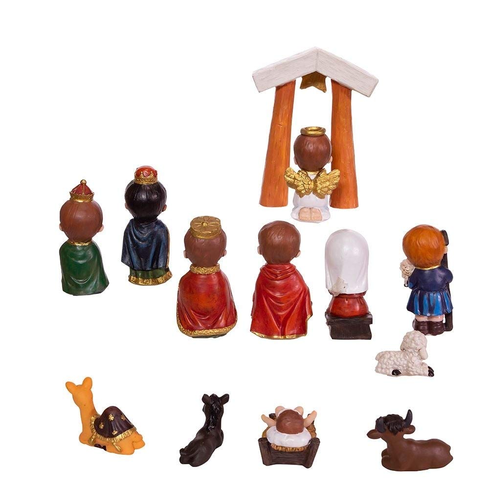 1.6-4.5" Children's Nativity 13-Piece Set Multi Color Resin - Diamond Home USA