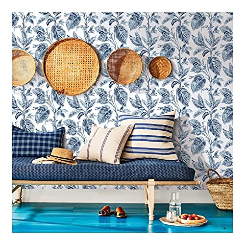 Blue Botanical Wallpaper 20.5 X Nature Wildlife Washable