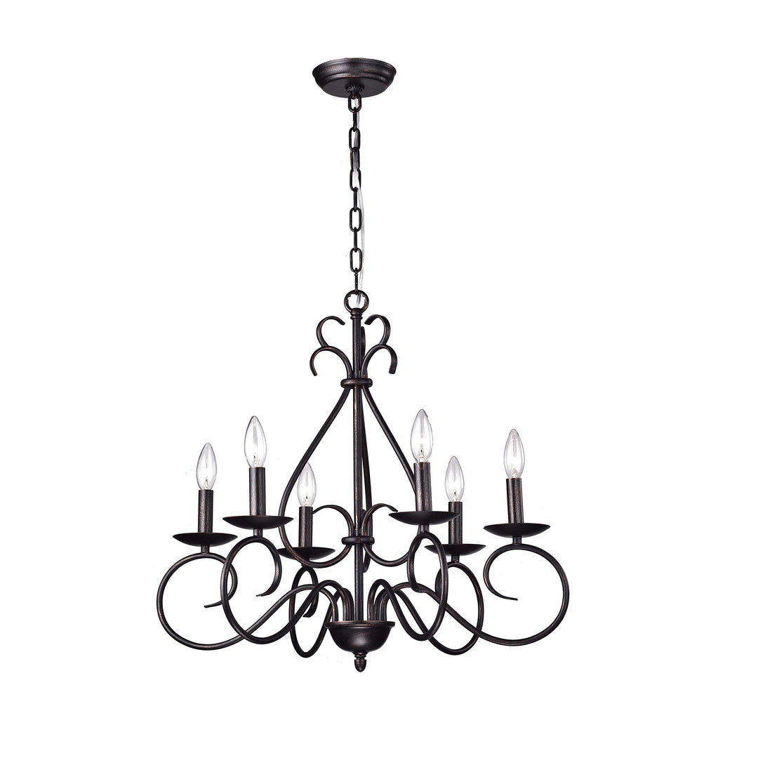 6-Light Candle Style Chandelier Traditional Metal Dimmable - Diamond Home USA