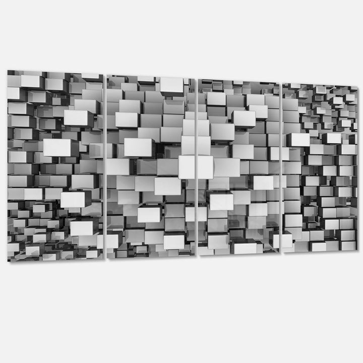 Design Art Black and Grey Cubes-Contemporary Metal Wall Art-MT6830-48x28-4 48 in. wide x 28 in. high - 4 Panels