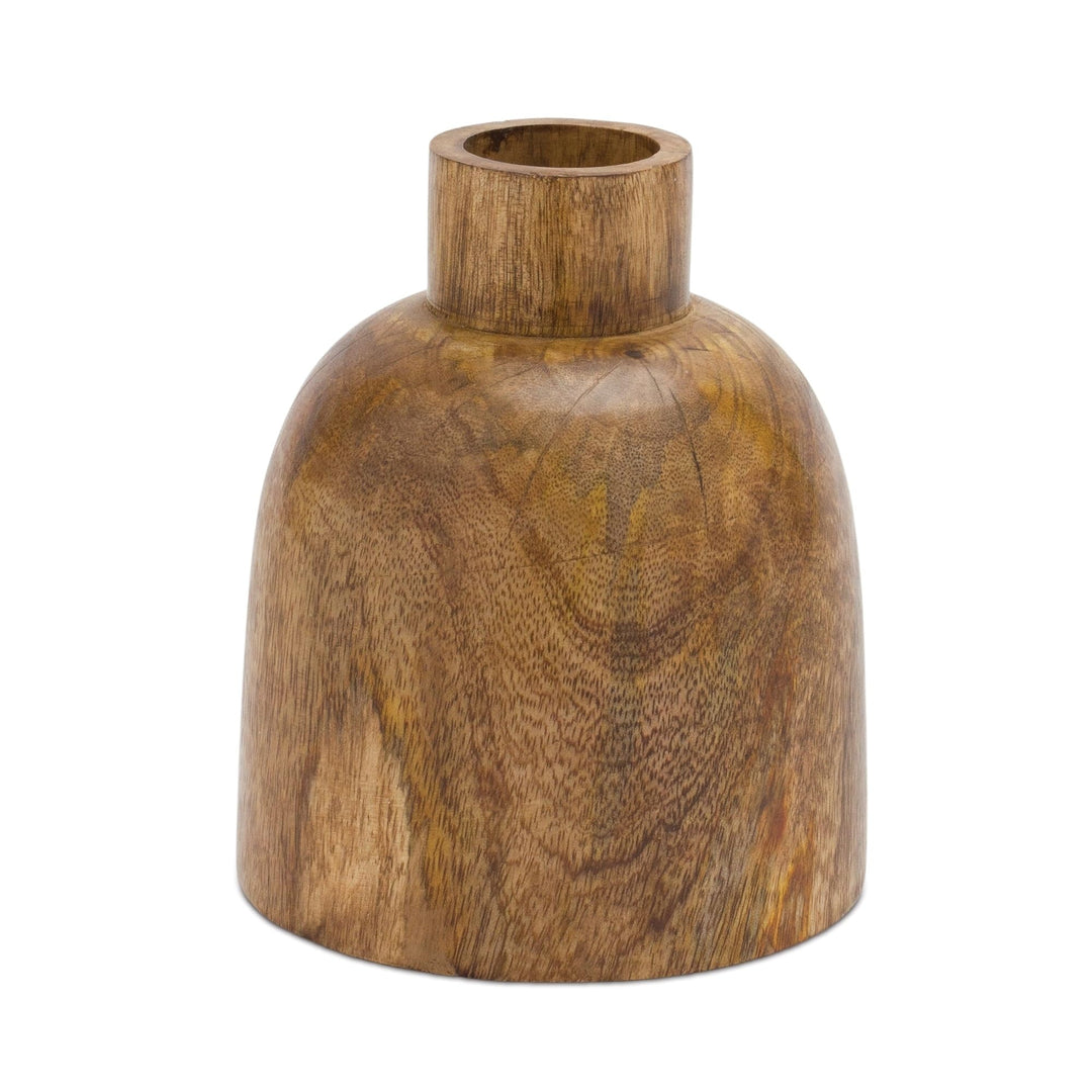 Mango Wood Bottle Vase (Set of 2) Brown