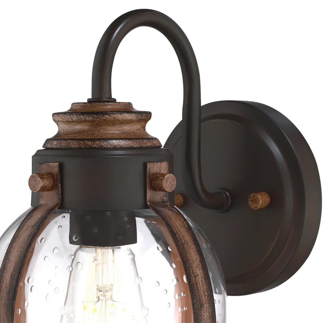 One-Light Oil Rubbed Bronze and Barnwood Indoor Wall Fixture Brown Farmhouse