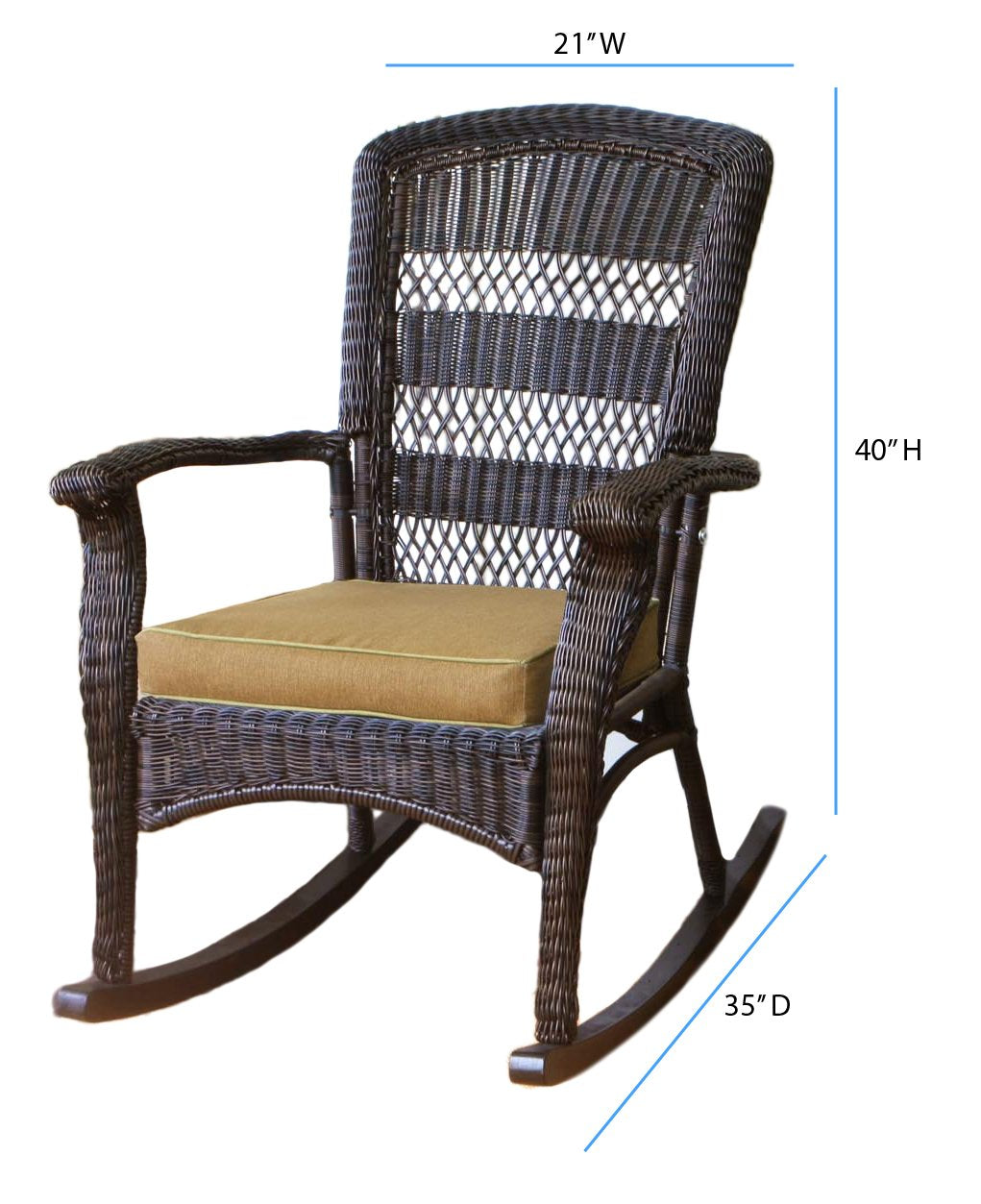 Tortuga Outdoor Portside Plantation Rocking Chair Dark Roast