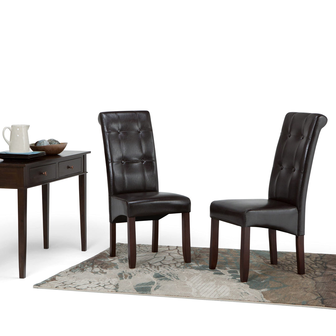 SIMPLIHOME Cosmopolitan Parson Dining Chair (Set of 2) Tanners Brown Faux