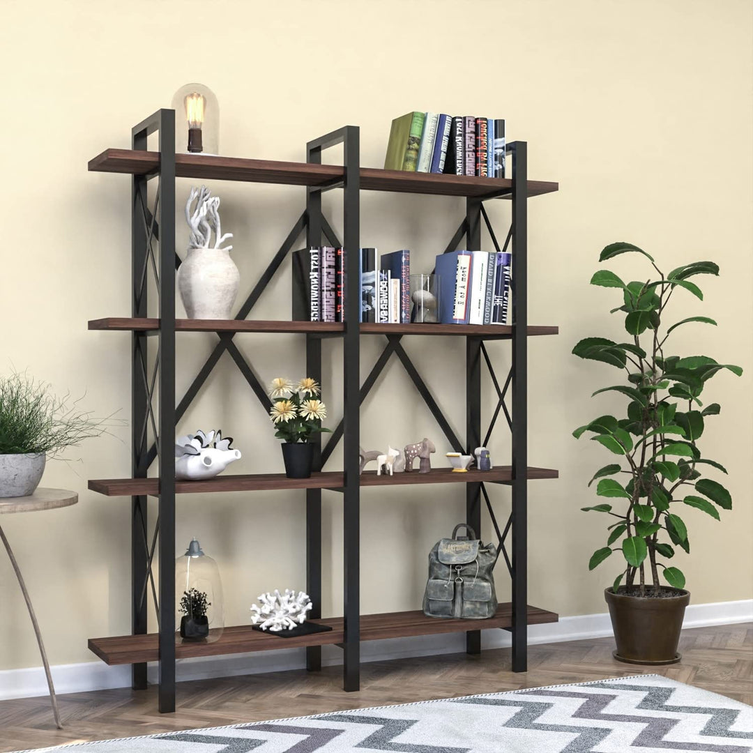 70'' H X 59'' W Open Back 5 Tier Bookcase Brown Casual odern Contemporary DF