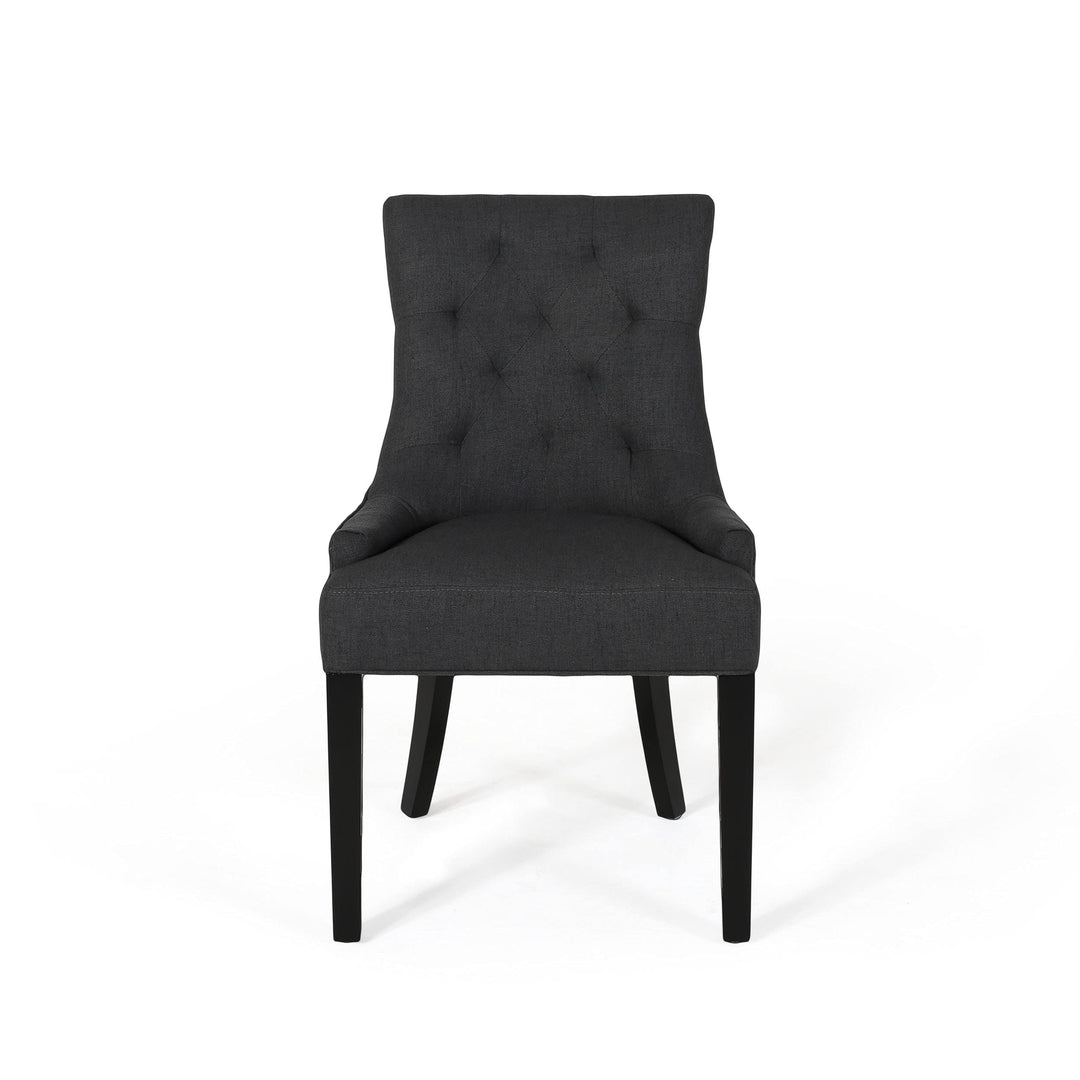 Christopher Knight Home Cheney Dining Chair Textile Gray + Dark Brown Dark Grey/Dark Brown