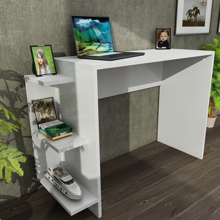 Modern Desk White Contemporary Rectangular Wood Finish Includes Hardware