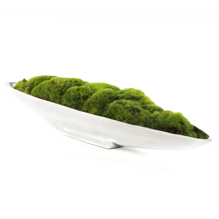 Green Grass Moss Arrangement in Small Metal Boat Tray Handmade