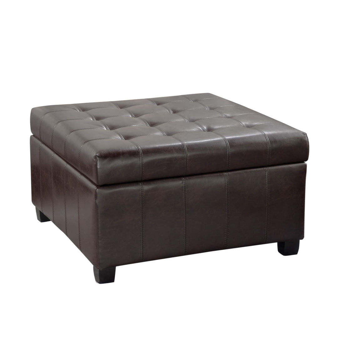 Christopher Knight Home Alexandria Bonded Leather Storage Ottoman Marbled Brown