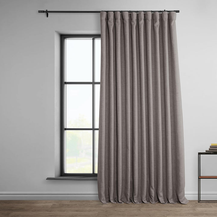 HPD Half Price Drapes Faux Linen Room Darkening Curtains - 96 Inches Long 100 X 96 - Mink