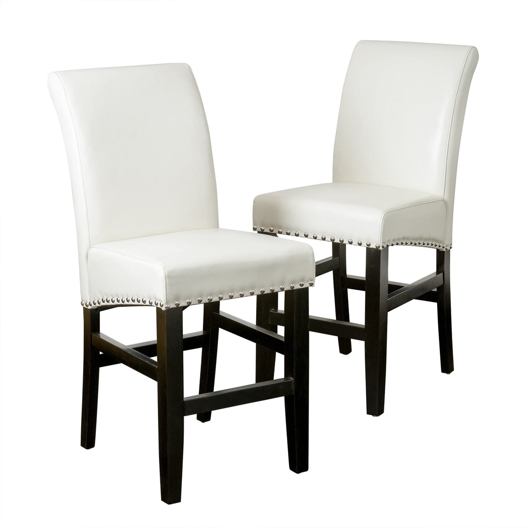 Christopher Knight Home Lisette Leather Counter Stools 2-Pcs Set Ivory