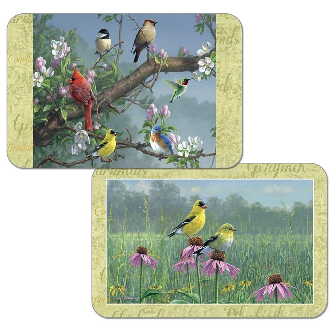 Reversible Wipe-Clean Plastic Placemats Set of 4 Beautiful Multi Color Rectangle