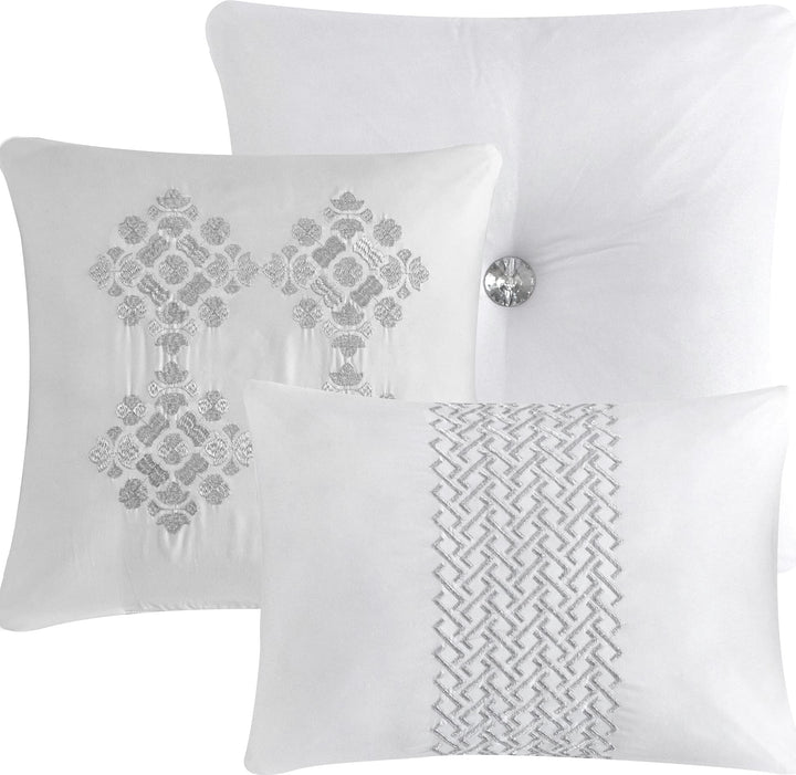 Grand Avenue Ali 7 Piece Comforter Set White Queen 100% Polyester