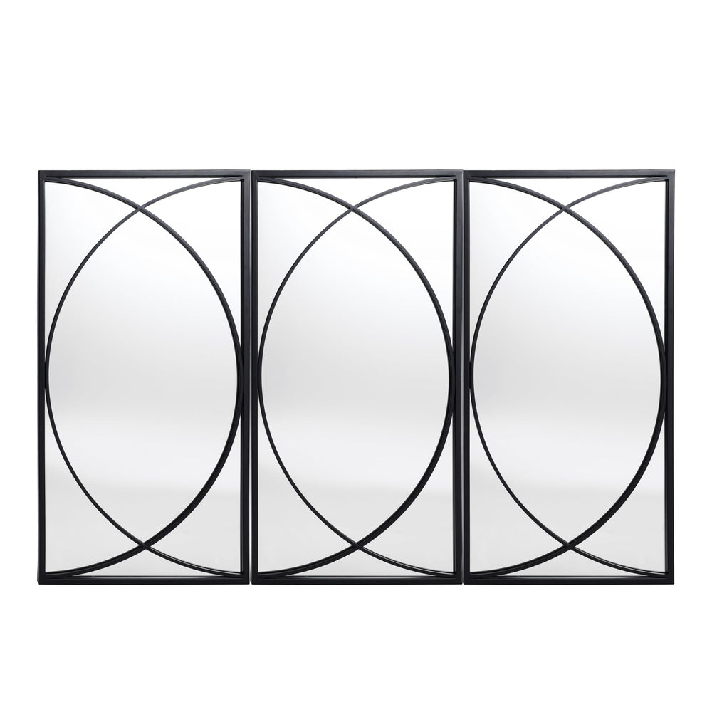 3-Piece Black Metal Rectangular Wall Mirror Set 31.9" H X 15.75" W 0.75" D - Diamond Home USA