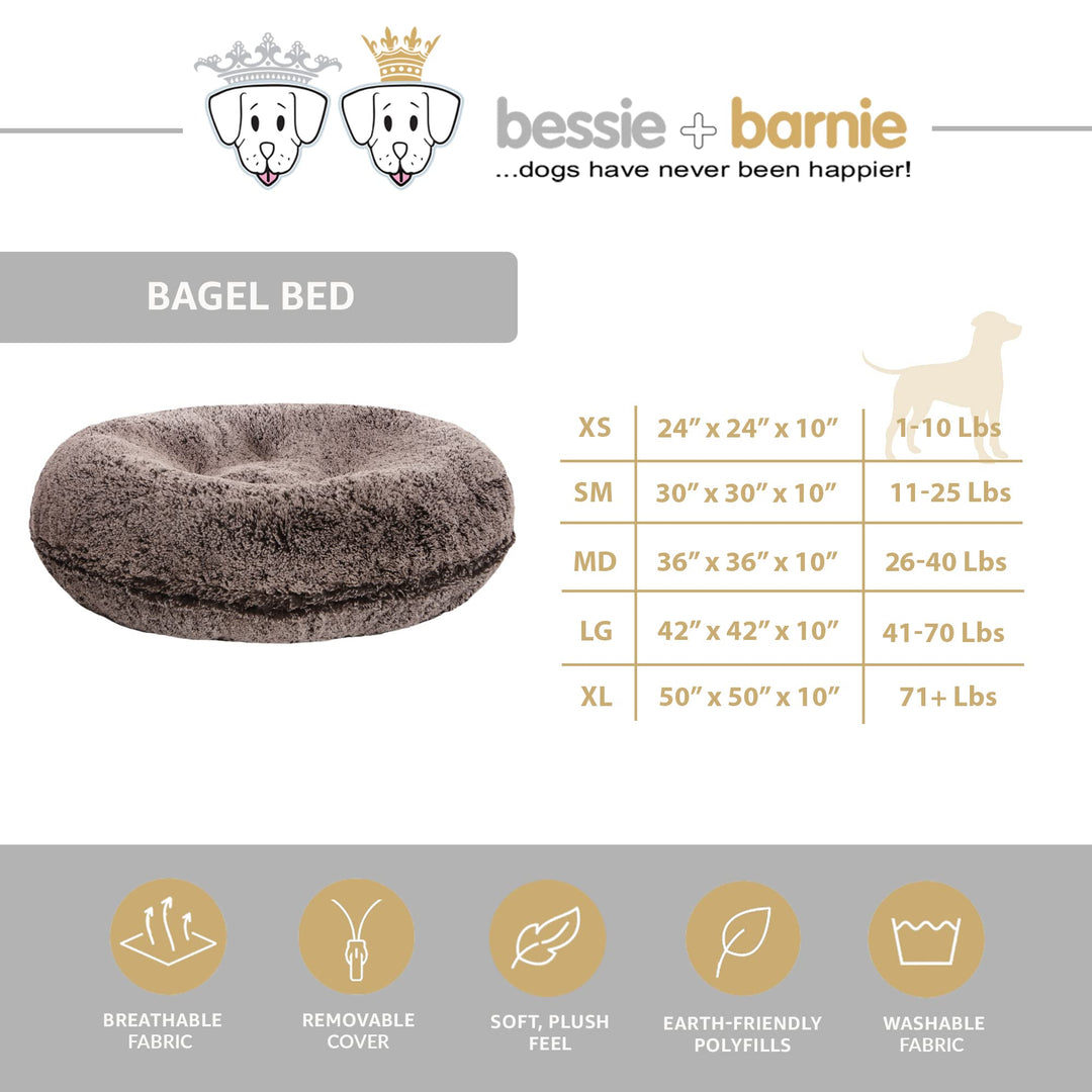 Bessie + Barnie Pet Bed Mat - Faux Fur Bagel Dog Bed - Extra Plush Waterproof