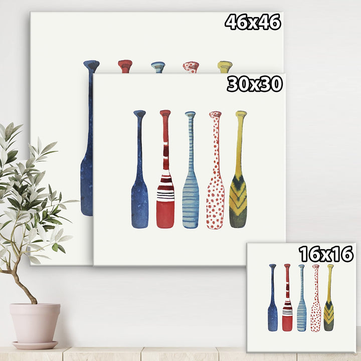 DESIGN ART Designart "Five Paddles" Lake House Canvas Wall Art in. Wide x