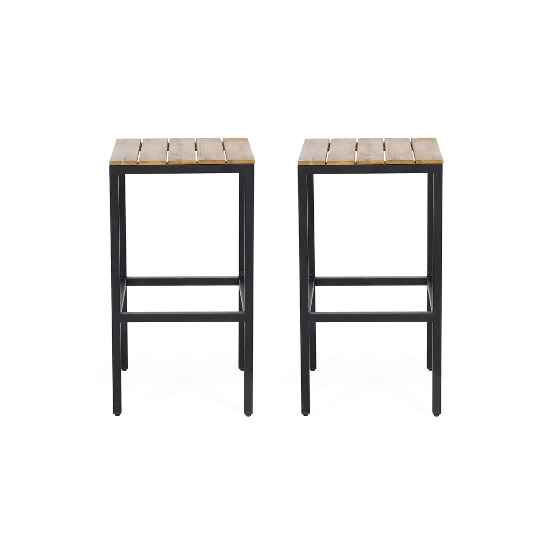 Christopher Knight Home Frieda Outdoor Modern Industrial Acacia Wood Bar Black + Teak + Black Metal