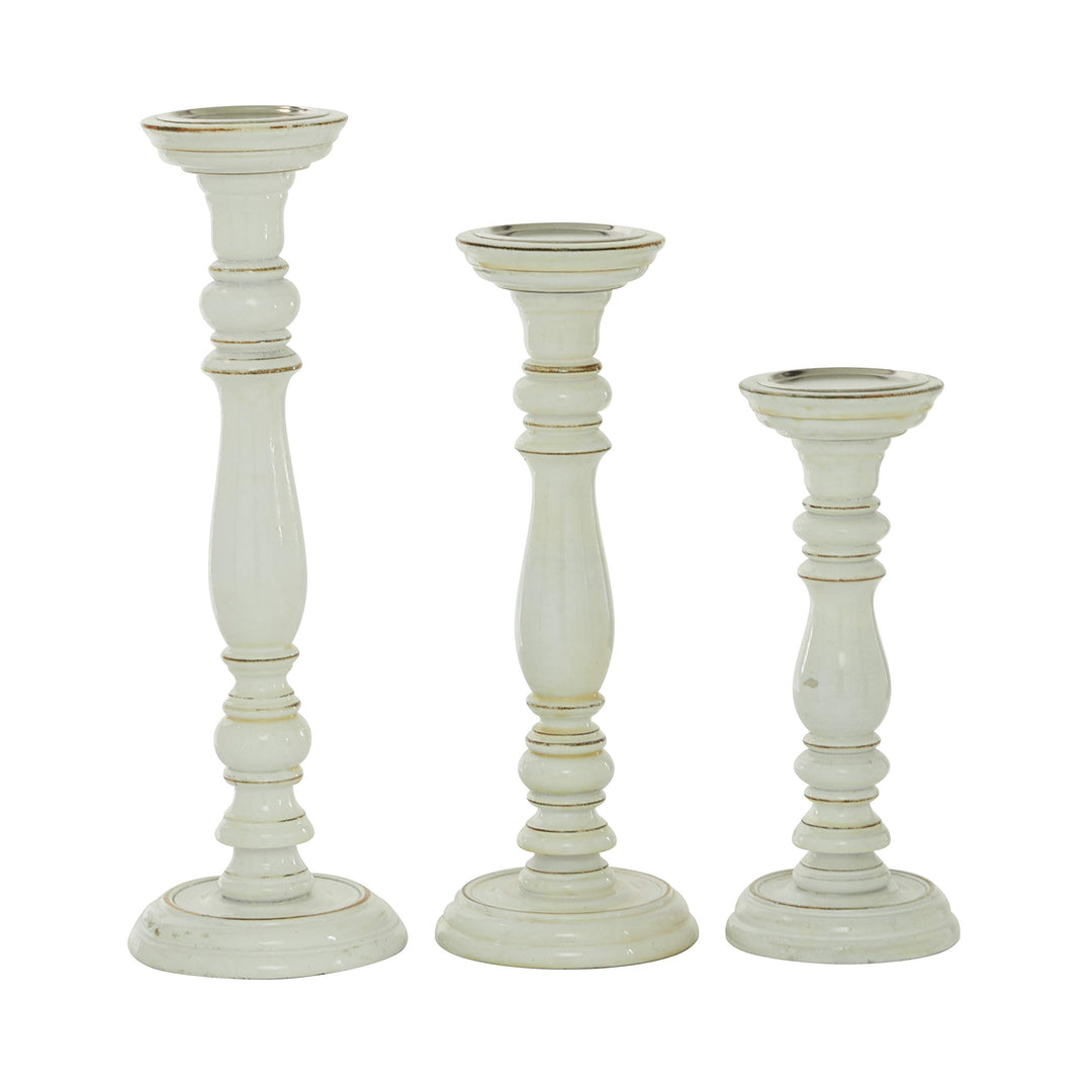 Tall White Wooden Candle Holders Set of 3 12" 16" 18" 6 X 18 Wood