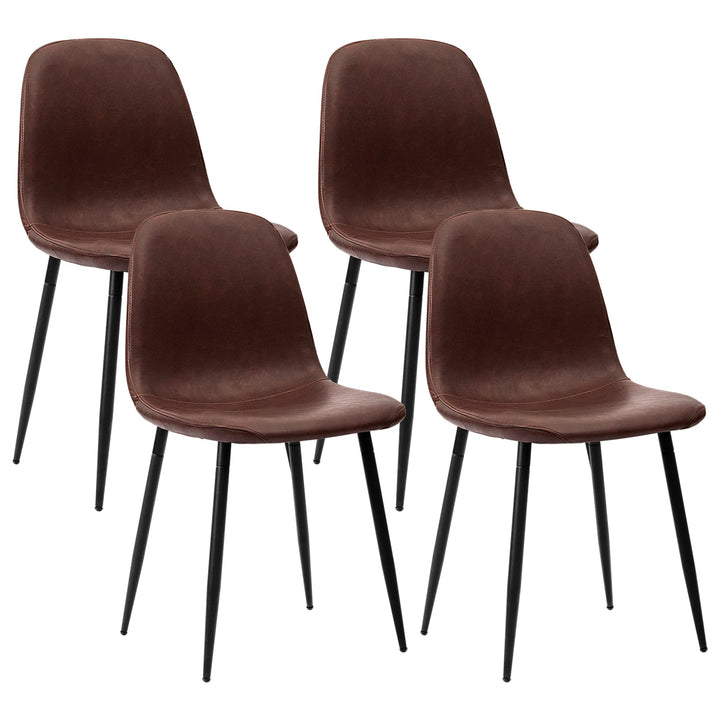 CangLong Faux Leather Dining Chairs Set of 4 for Kitchen Living room&Office Dark Brown