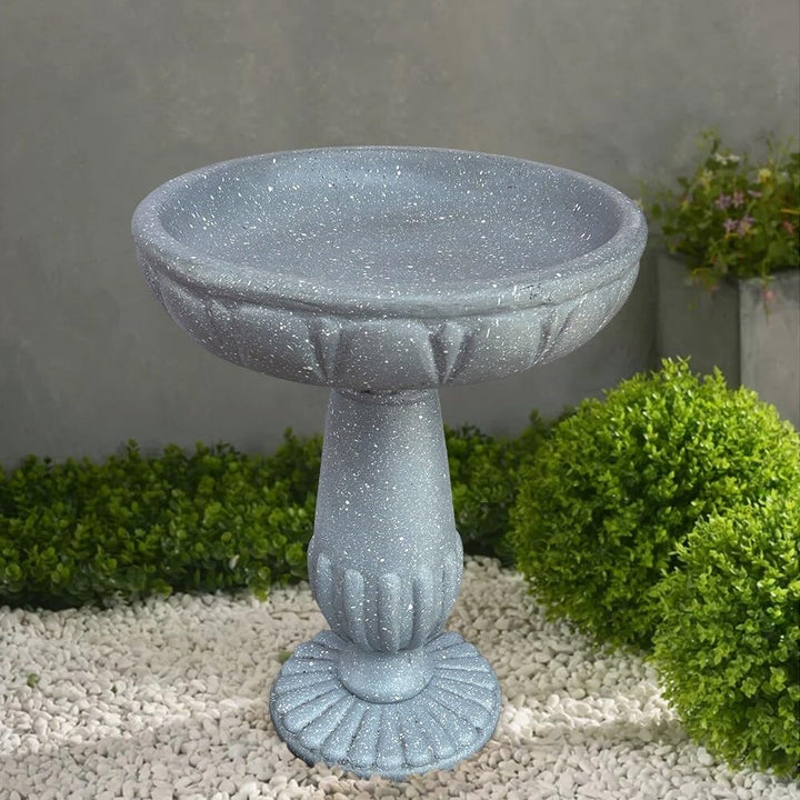 21.2in H Glass Fiber Reinforced Concrete Construction Garden Bird Bath Grey - Diamond Home USA