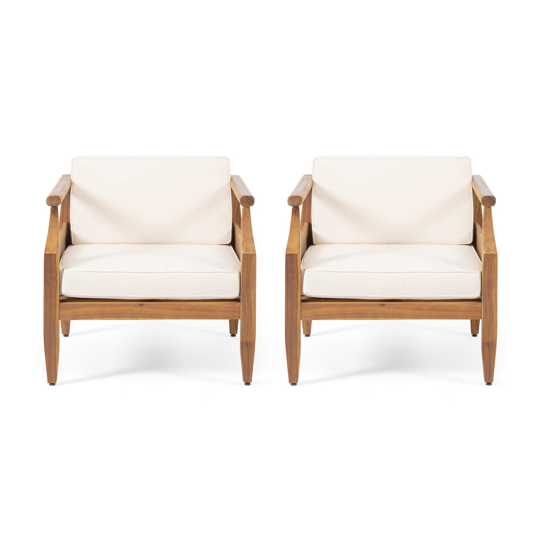 Christopher Knight Home Daisy Outdoor Club Chair with Cushion (Set of 2) Teak Teak Finish + Cream Cushion