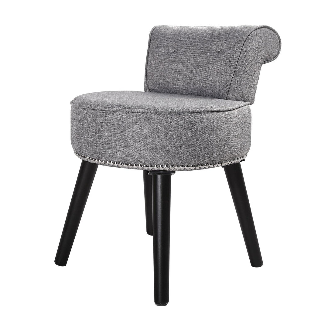 Vanity Stool Chair Makeup with Low Back Grey Modern Contemporary Wood Single