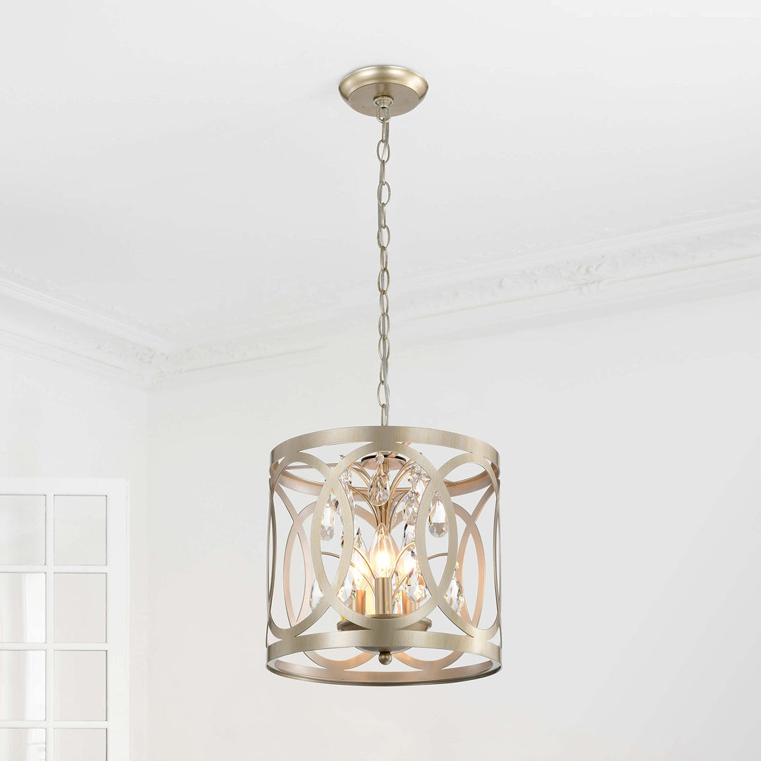 The Lighting Store Aurelia 3-light Light Gold with Bronze Metal Cage Drum