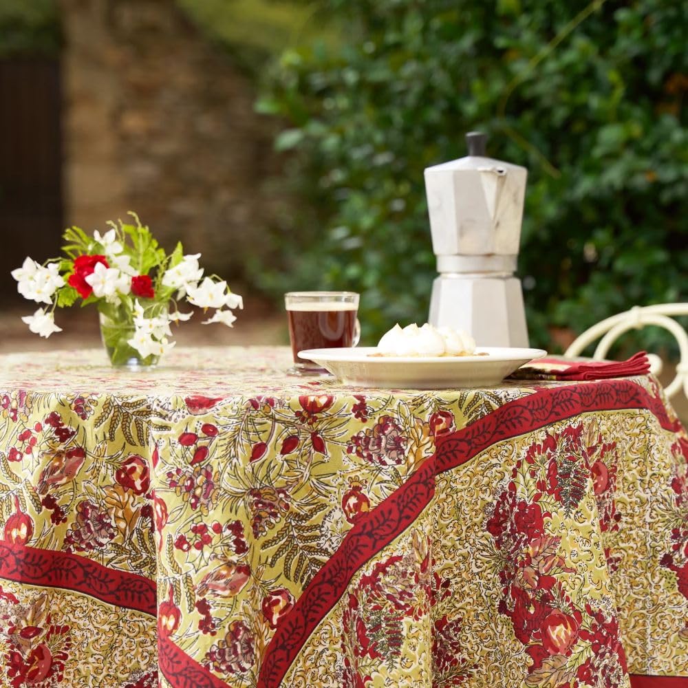 Couleur Nature Winter Garden Red/Green Tablecloth 59X86